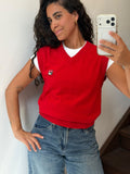 Vintage Red FILA White Line Tennis Sweater Size M