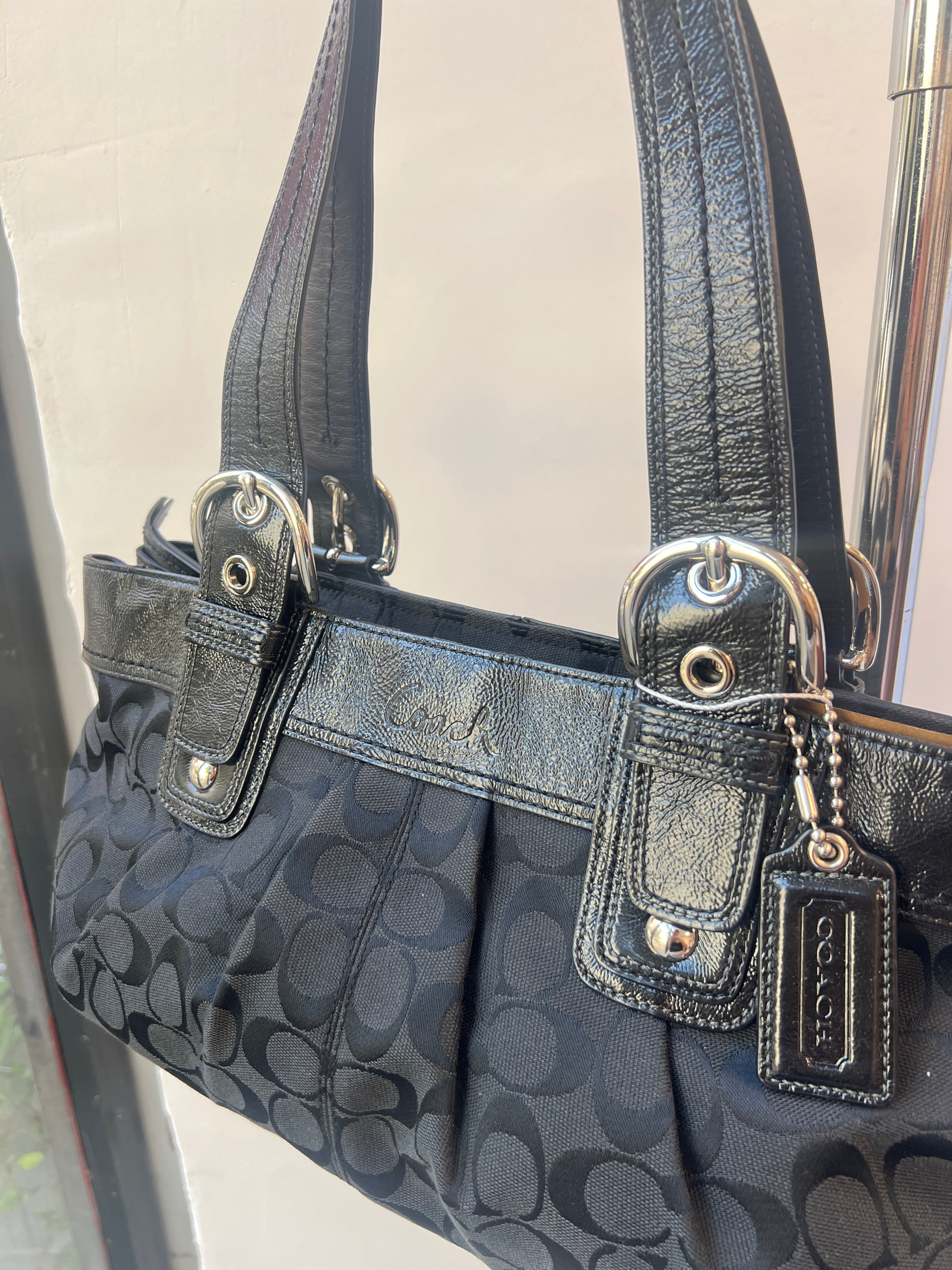 Coach Signature Pleated Shoulder Bag