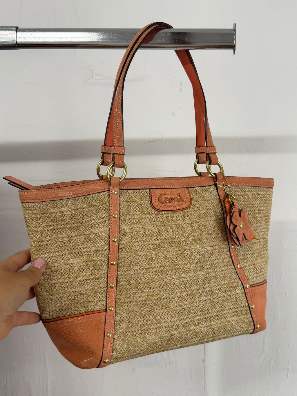 Coach Tote Straw Bag with Orange