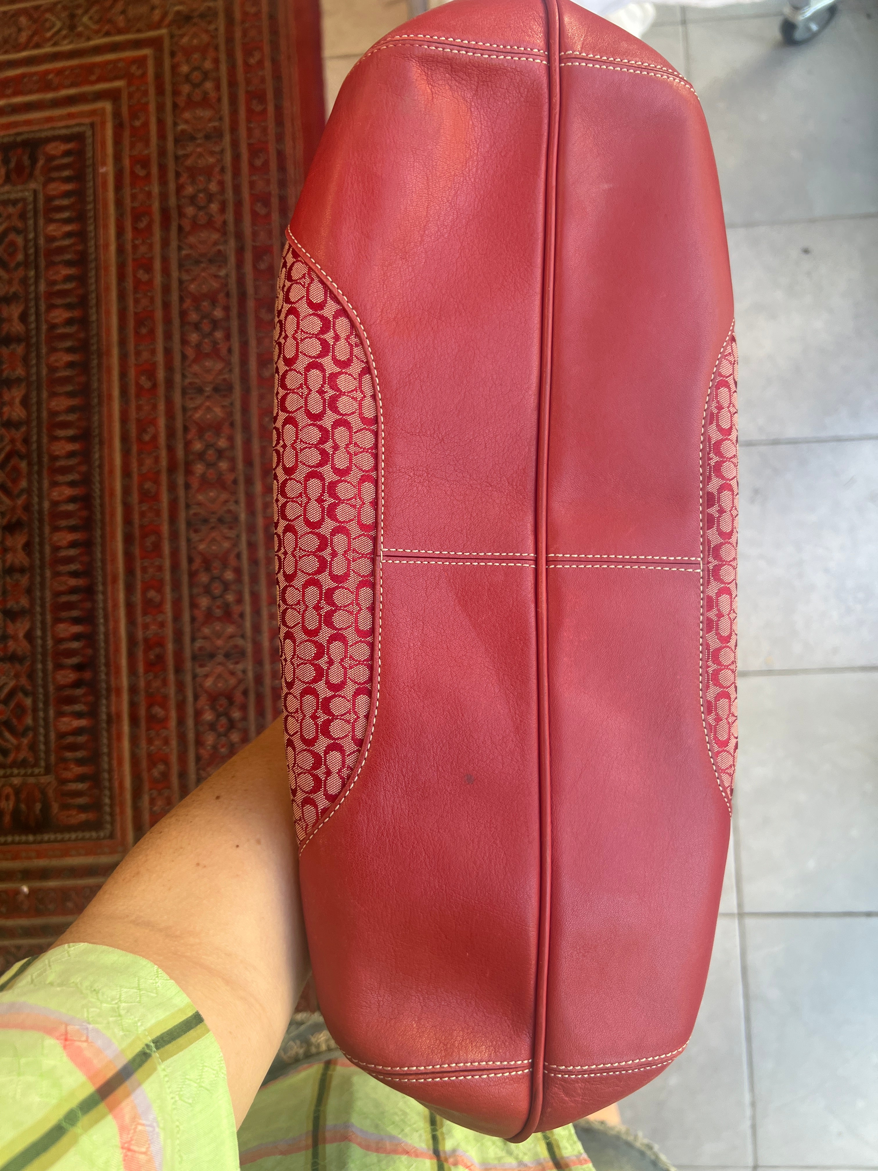 Coach Mini Signature C Tote Bag in Cherry-Red