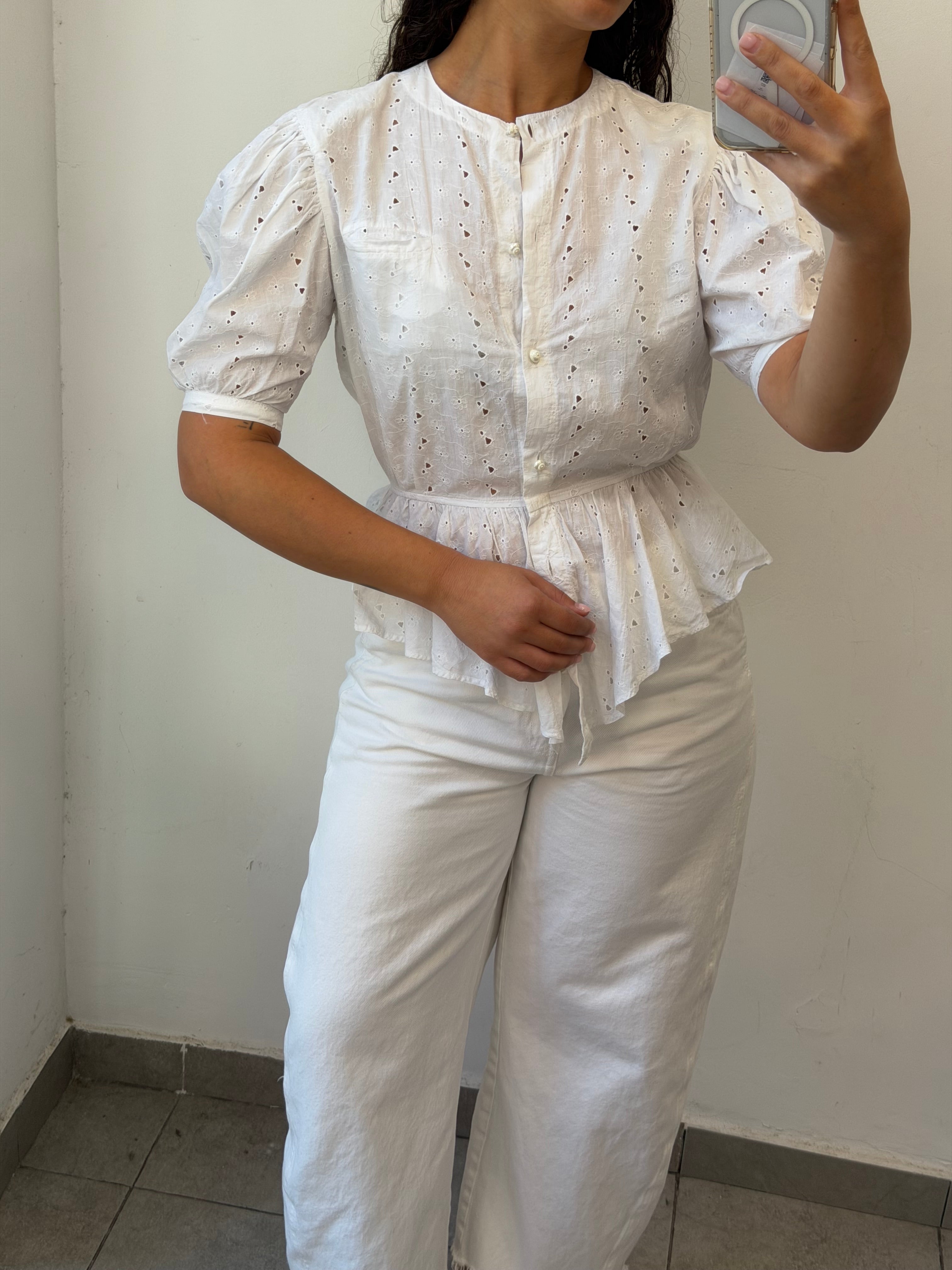 Cotton Botton-up shirt in white M