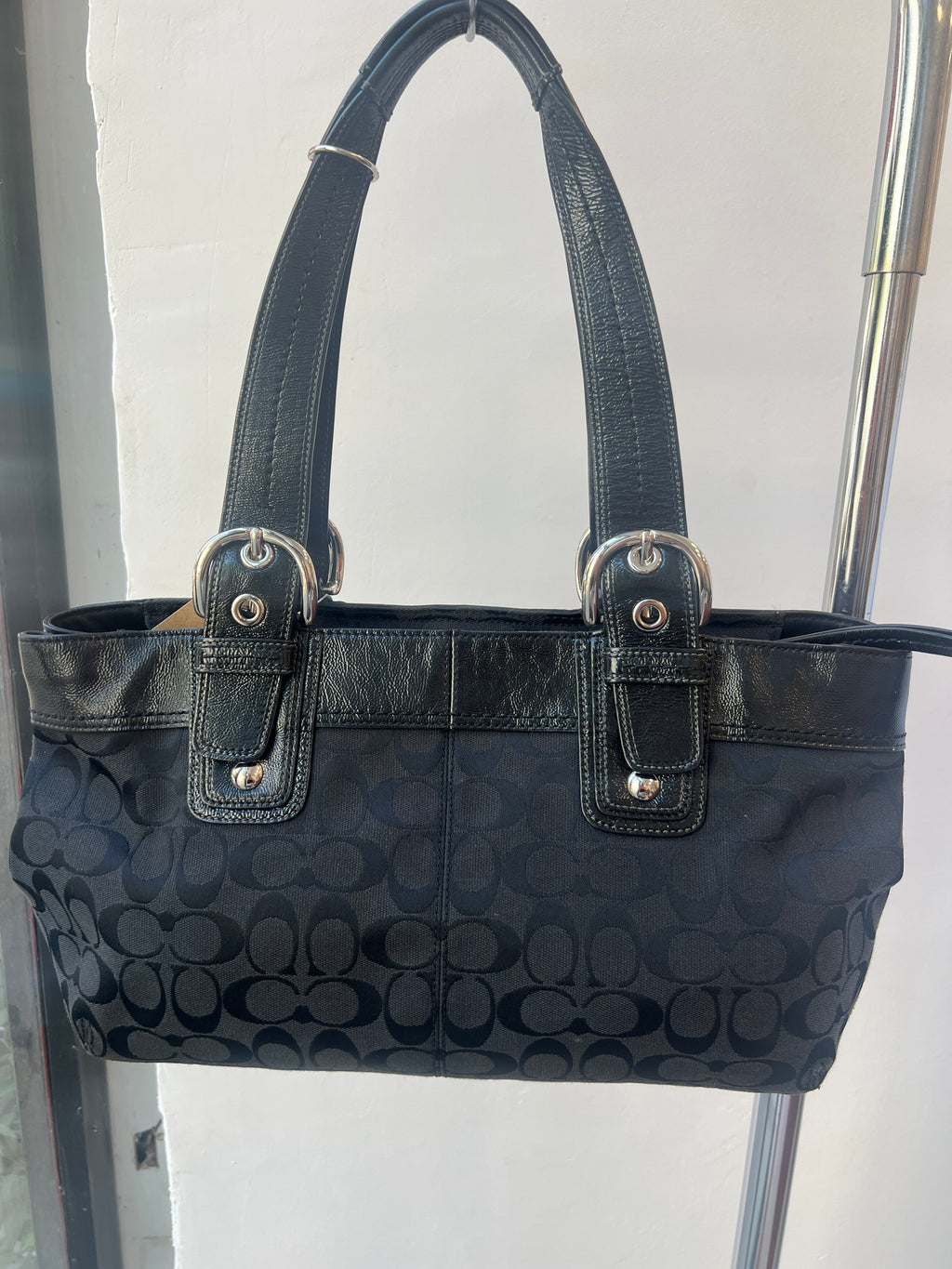 Coach Signature Pleated Shoulder Bag