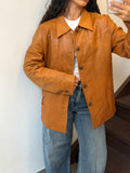 Tan Leather Jacket Size L