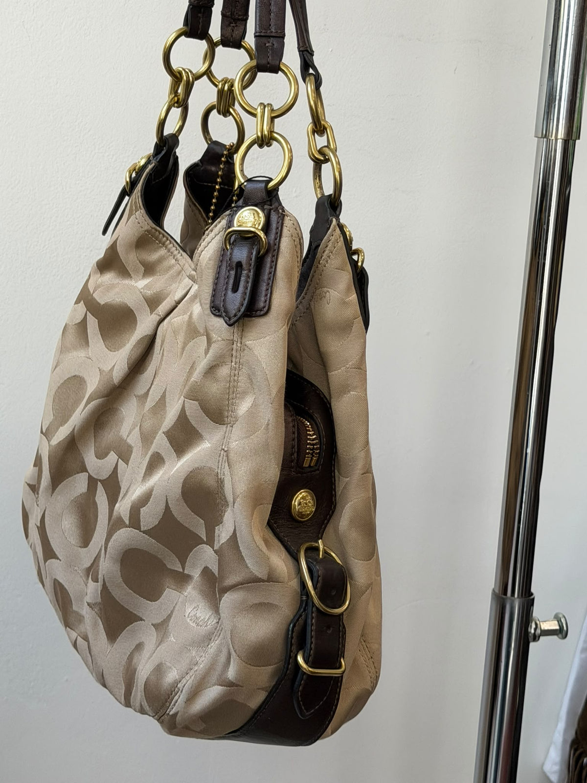 COACH Madison Maggie Signature Op Art Shoulder Bag