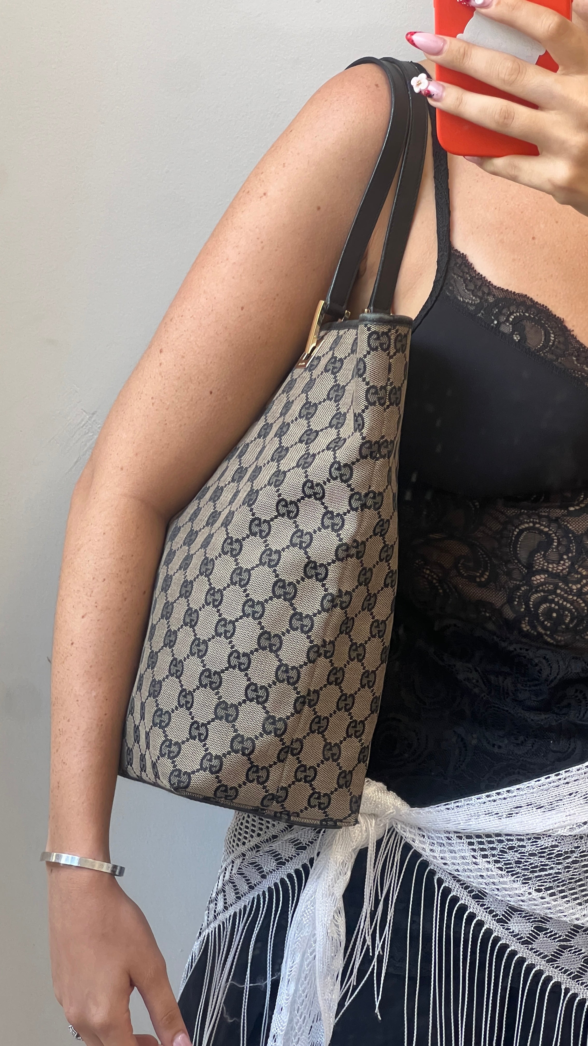 Gucci Canvas Tote Bag in Grey&Black