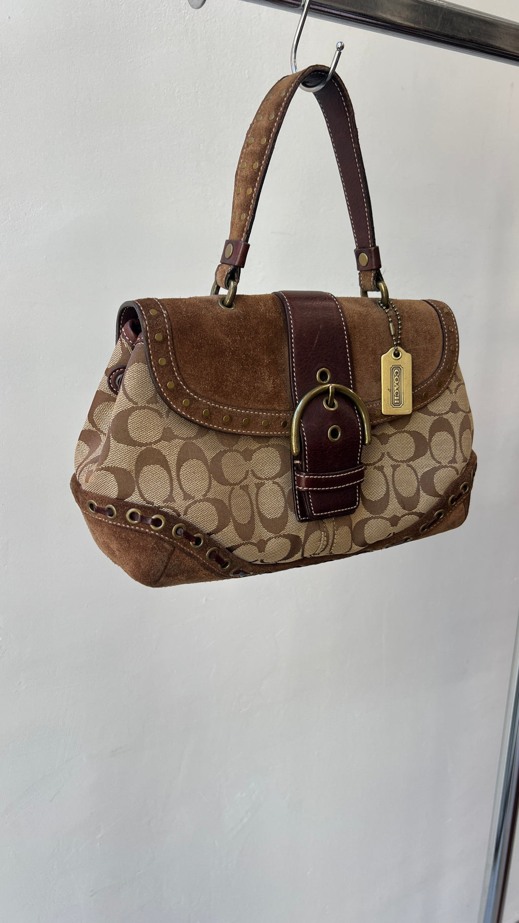 Rare Coach Soho Suede Studded Handbag