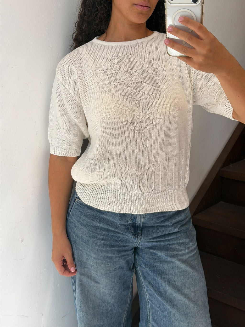 Short Sleeve Knit Sweater Size M