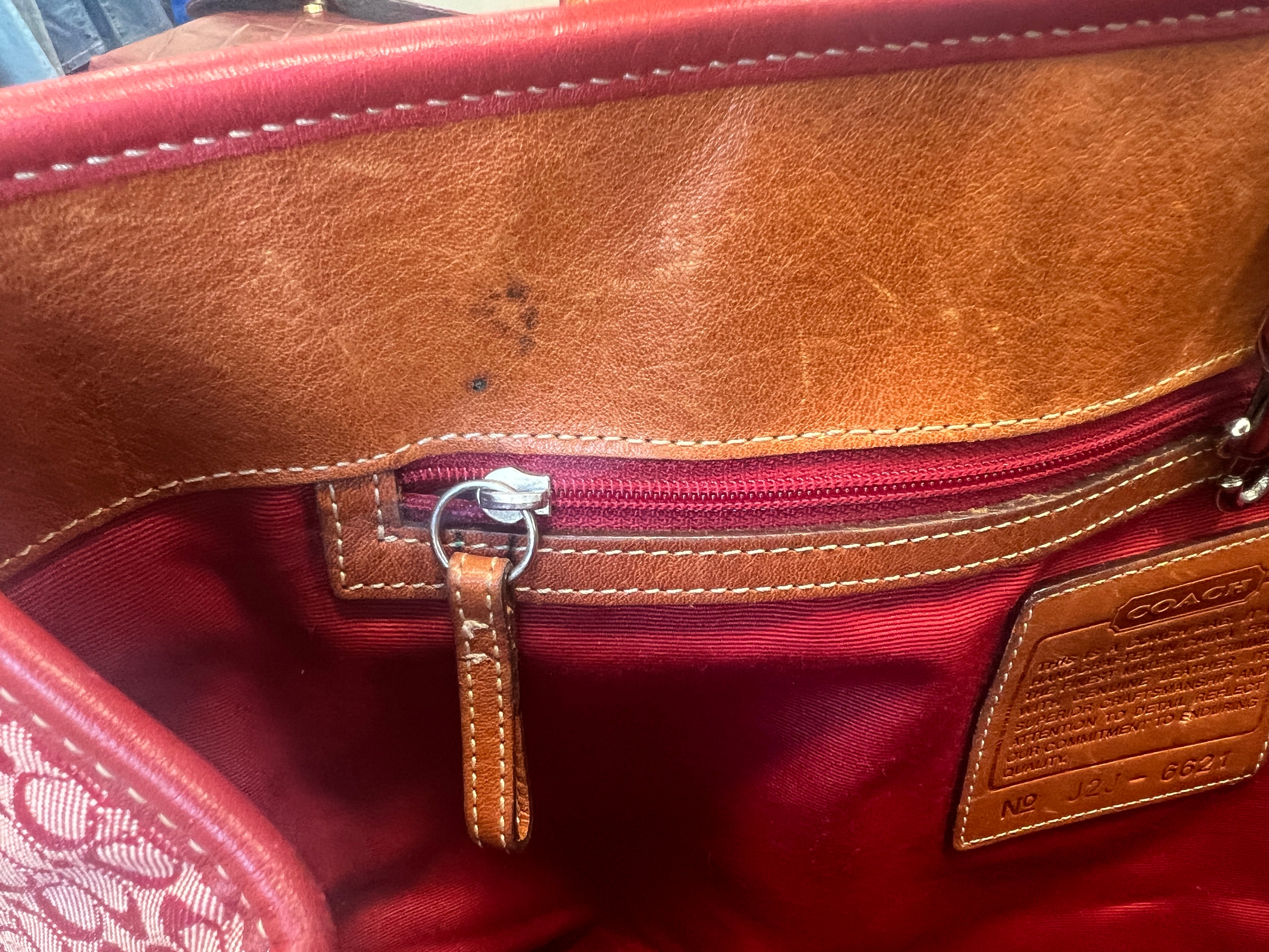 Coach Mini Signature C Tote Bag in Cherry-Red