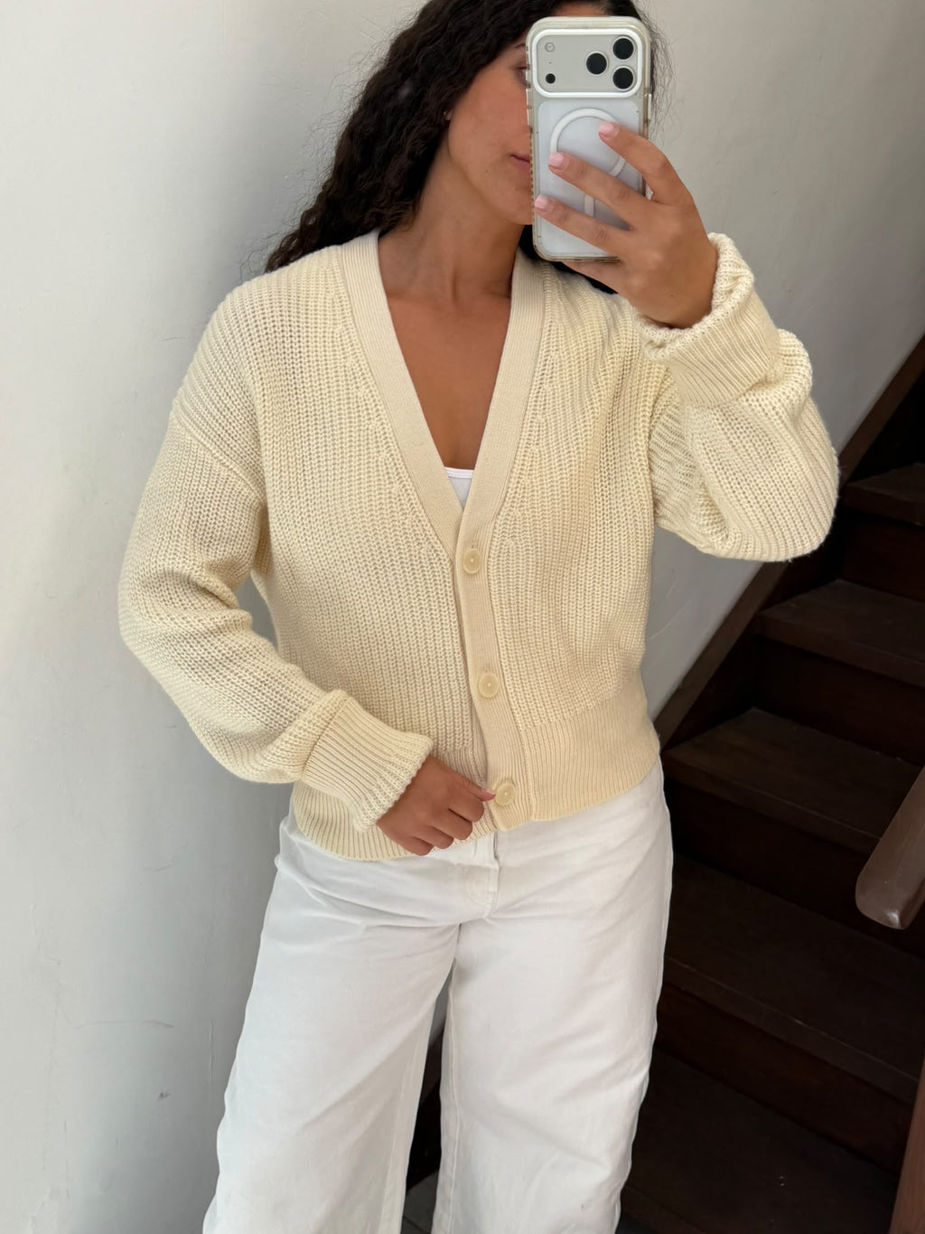 Cream Knit Cardigan Size L