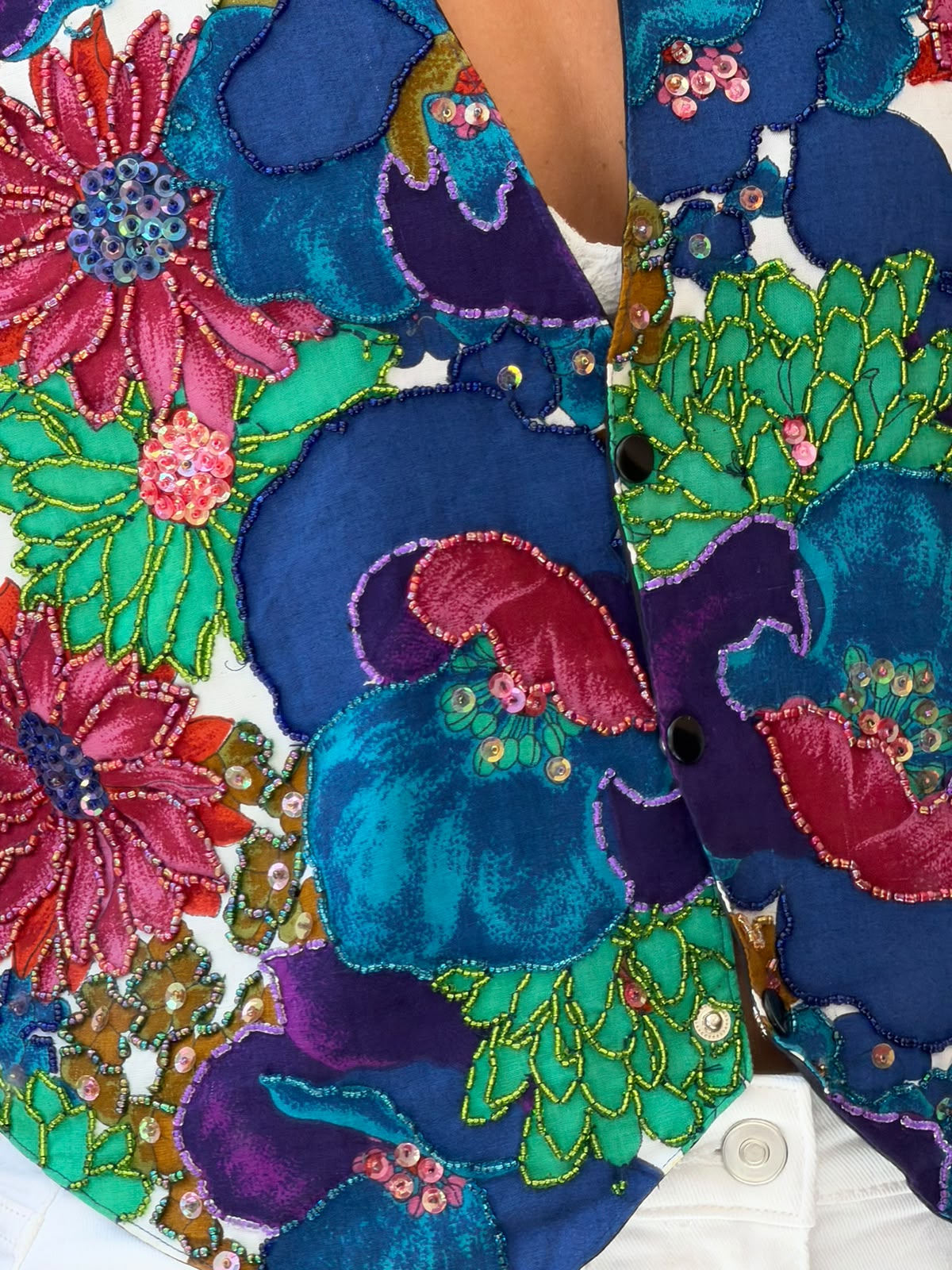Floral beaded vest size L