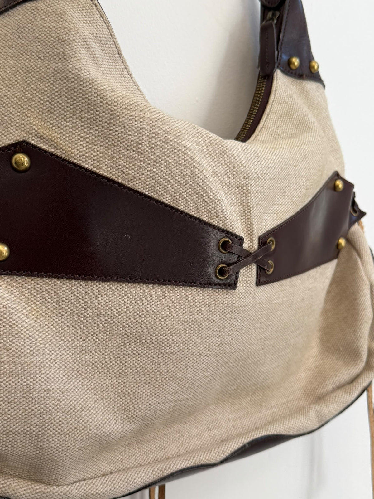 Paul Smith Canvas And Leather Lace-Up Hobo Bag