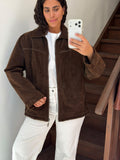 90s Oversized Brown Genuine Suede Jacket Size L