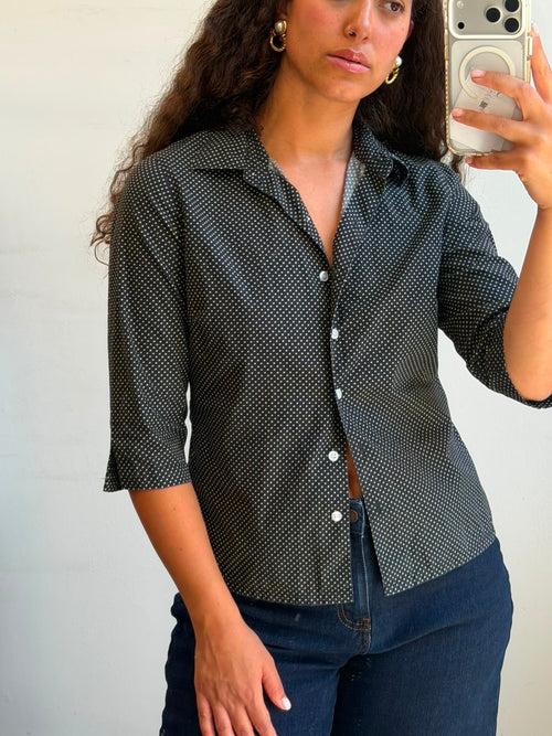 Dotted Botton-up long shirt M