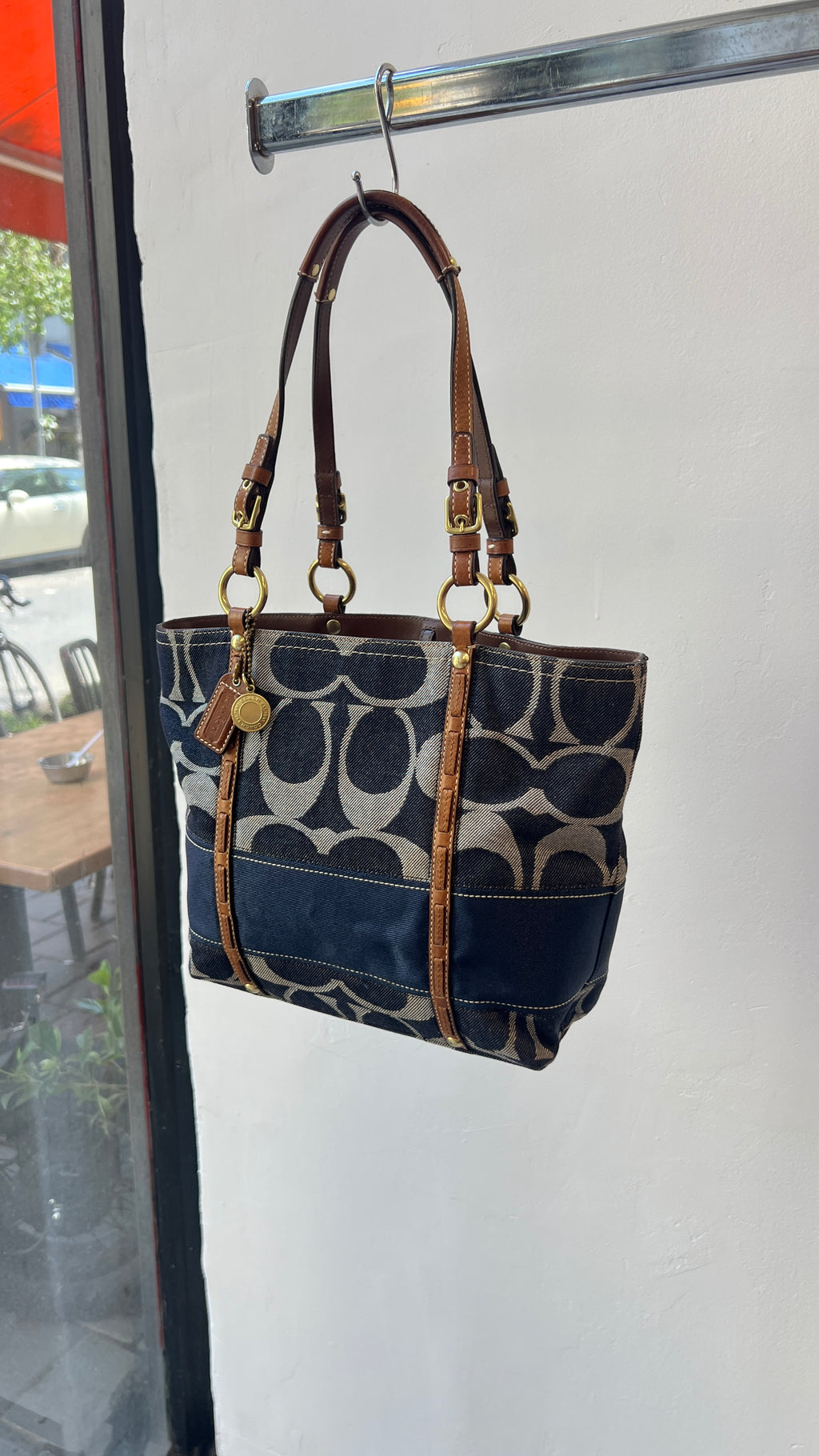 Coach Striped Legacy Denim Signature Tote