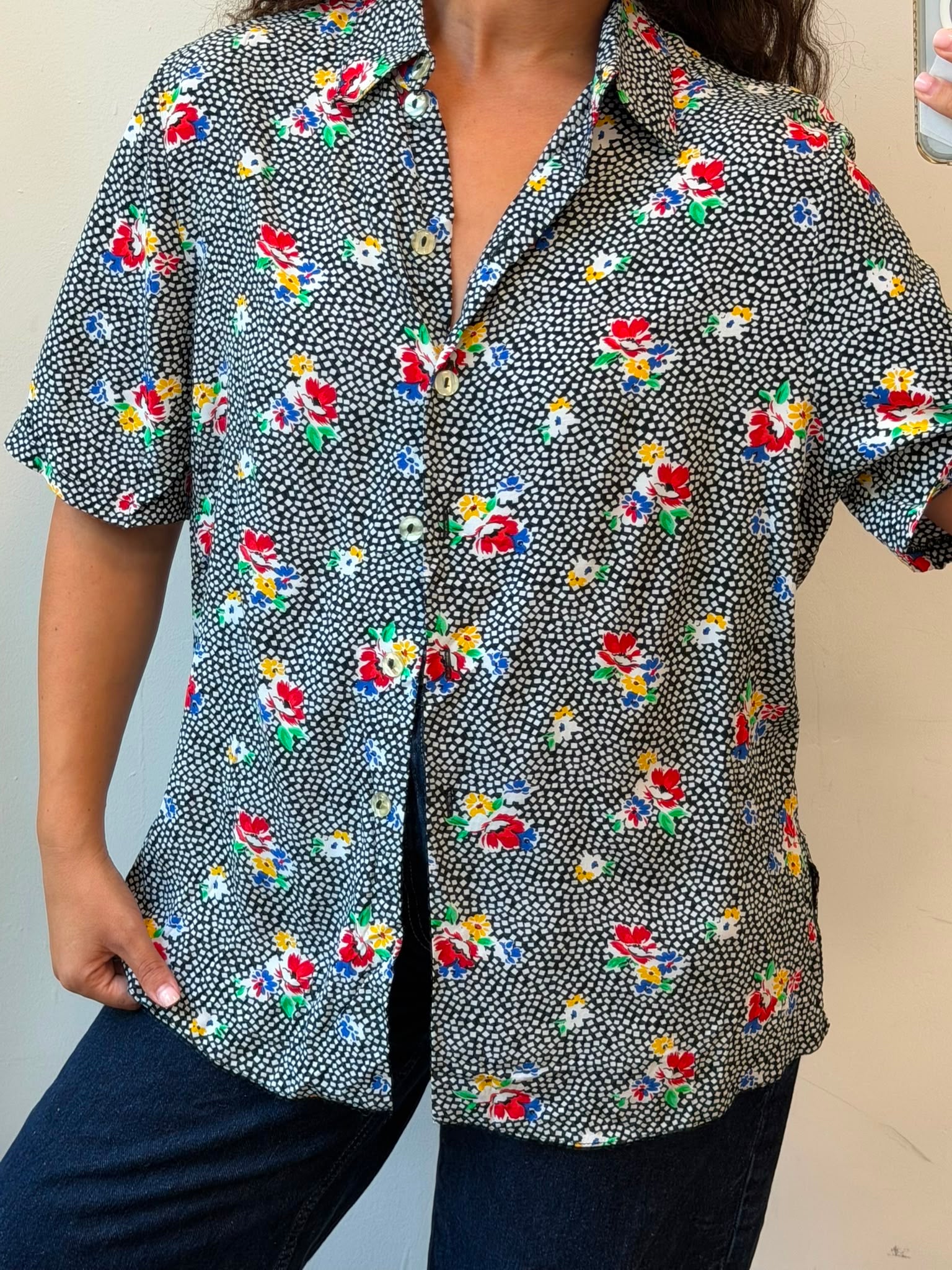 70’s Botton-up Short Sleeve Shirt L