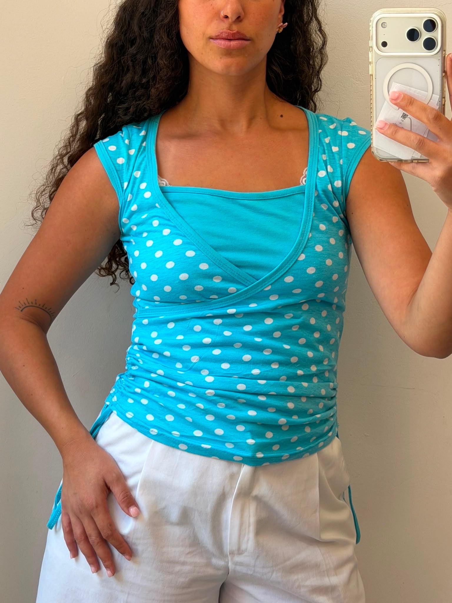 Light Blue Y2K dotted top M