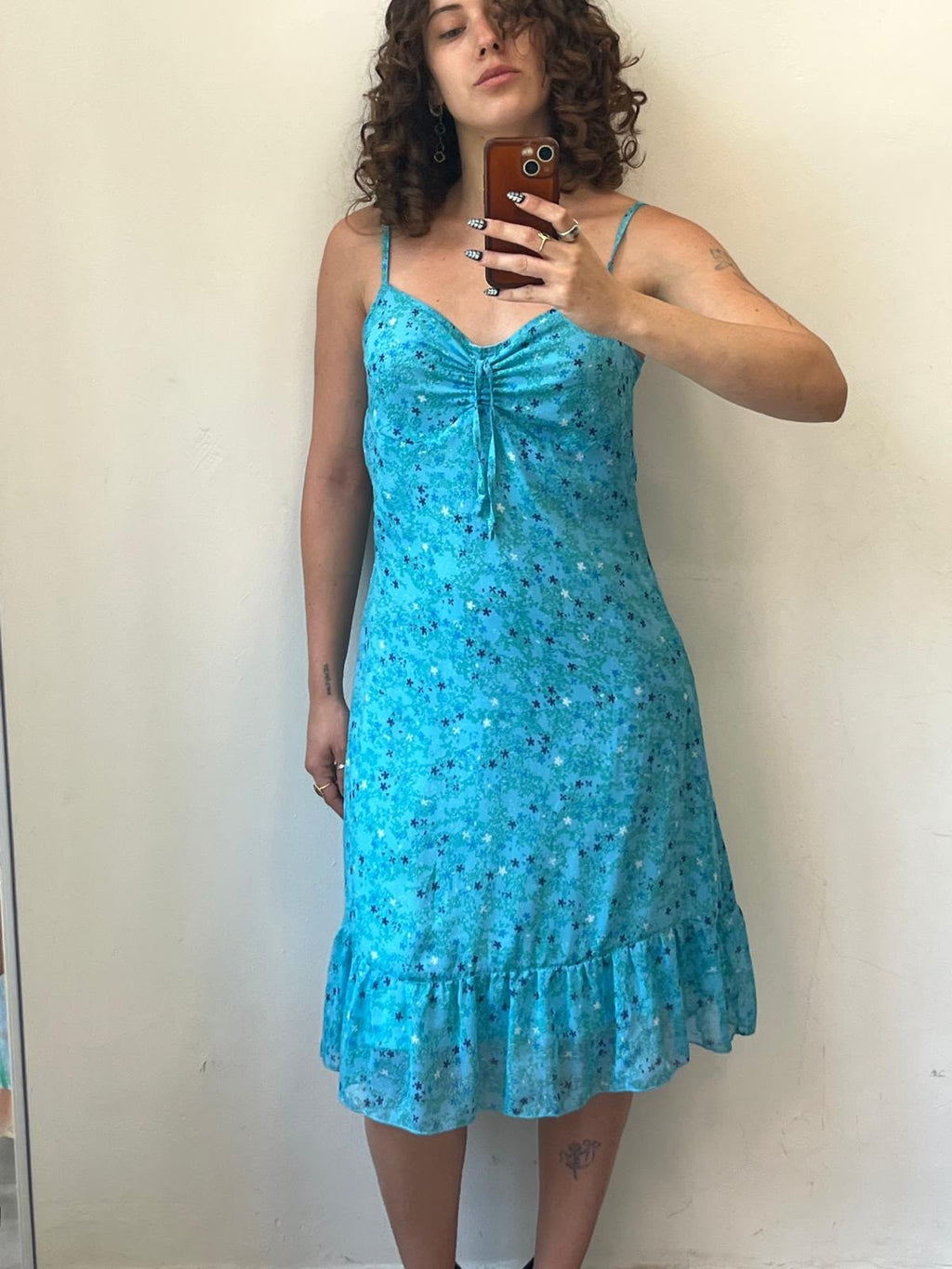 Light Blue Flowery Dress S-M