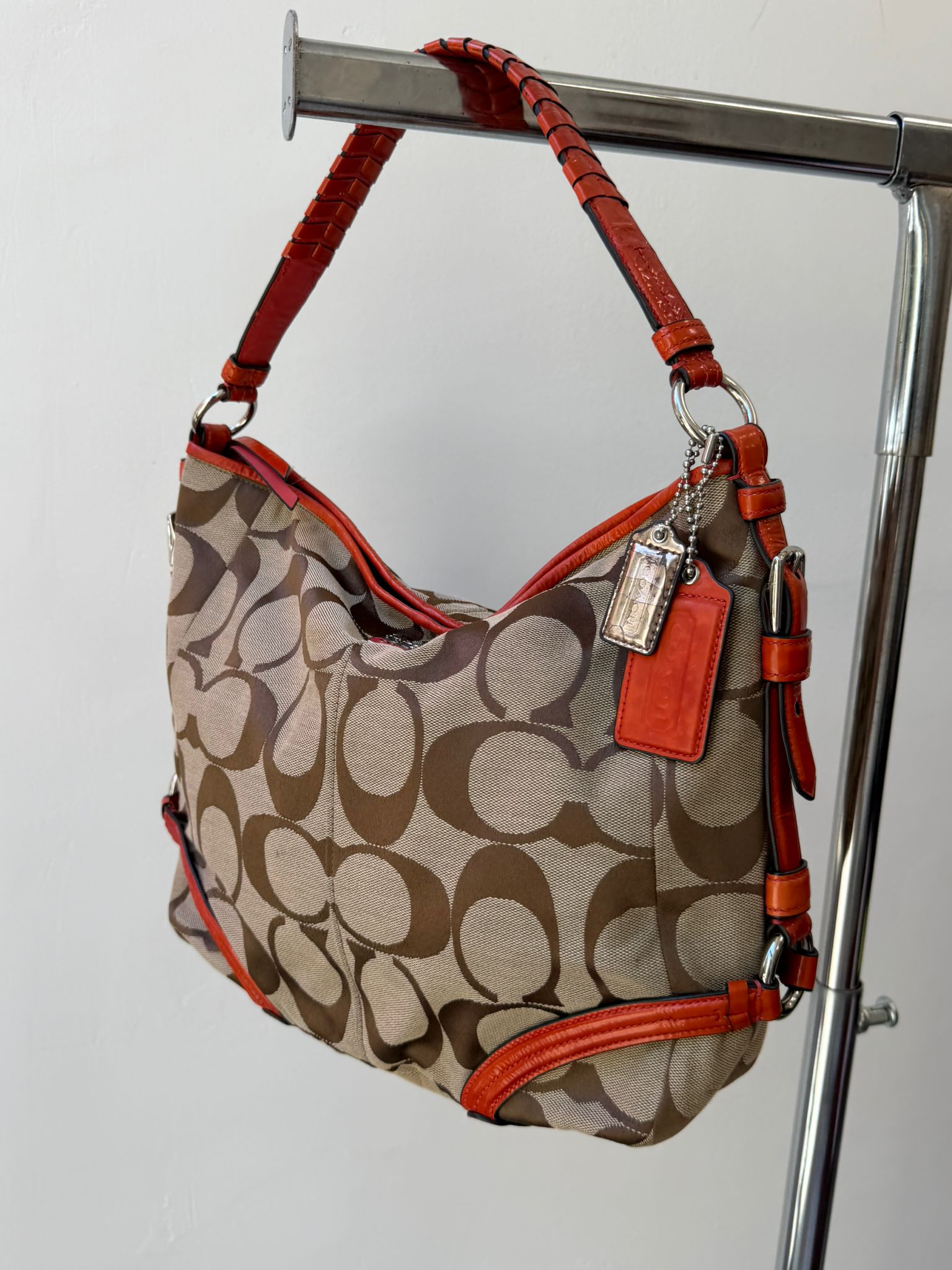 Coach Orange Details Chelsea Signature Hobo