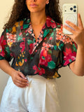 Flowry Botton-up See-Through Shirt L-XL