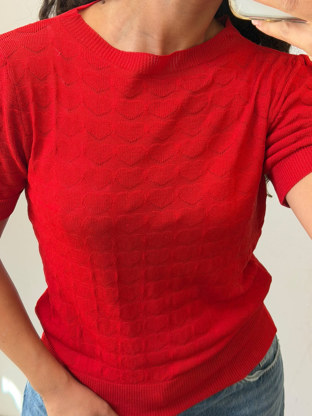 Knitted shirt with hearts pattern size S