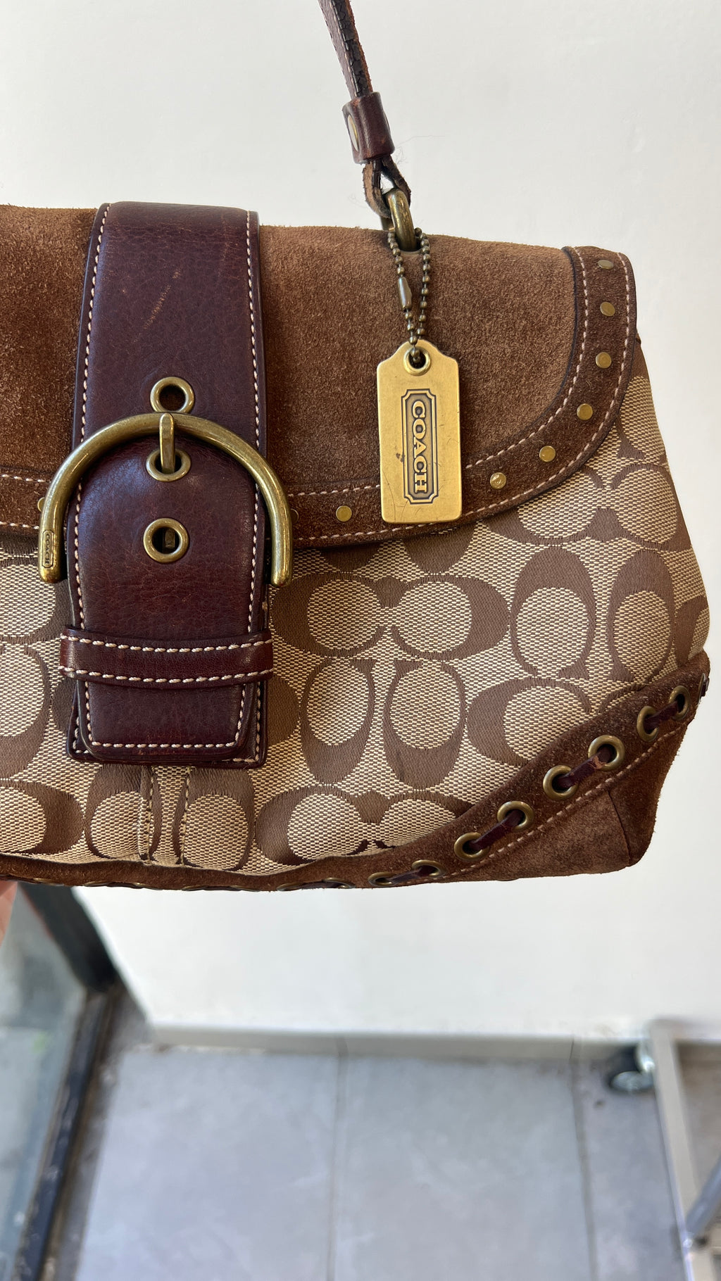 Rare Coach Soho Suede Studded Handbag