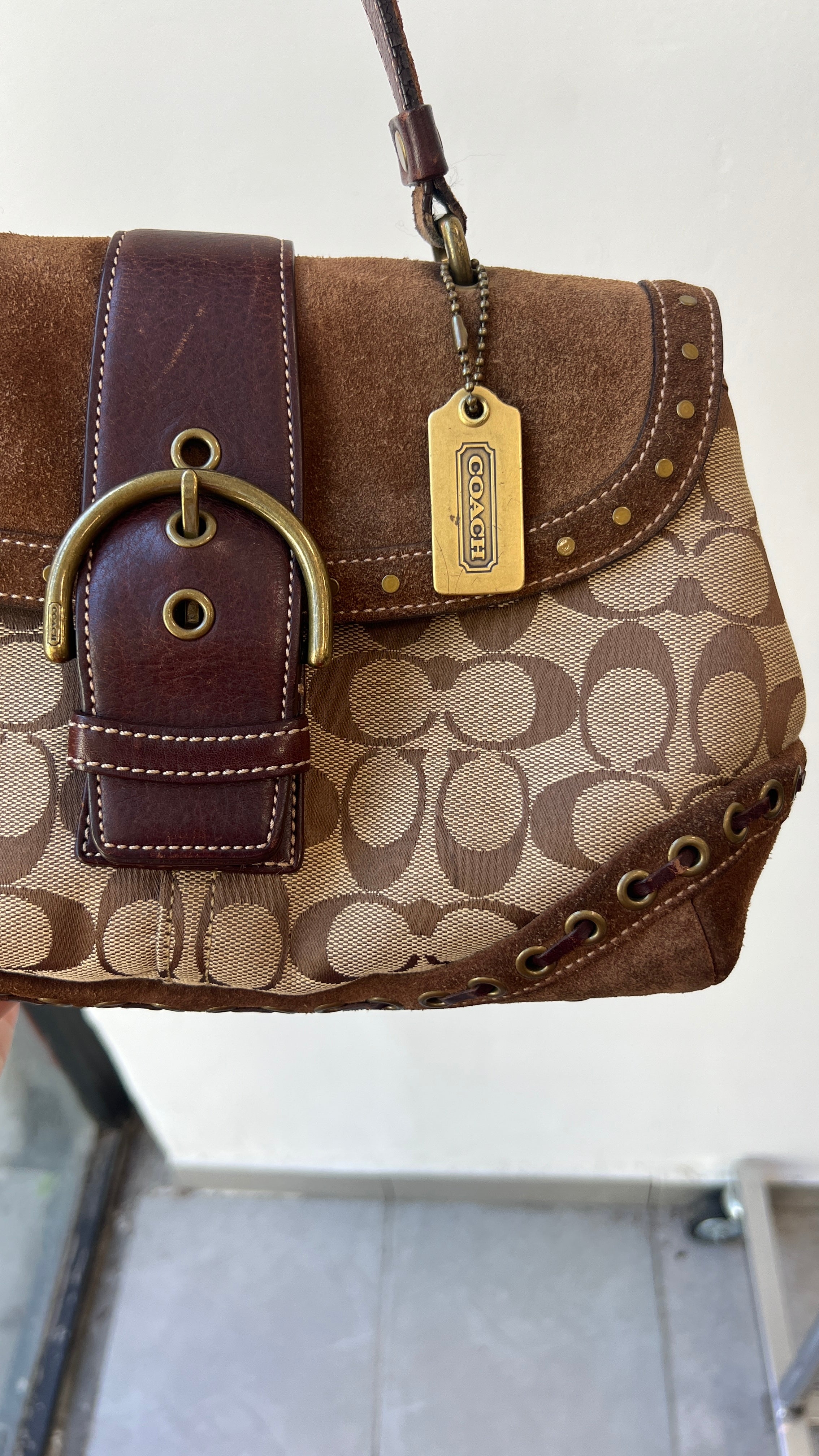 Rare Coach Soho Suede Studded Handbag