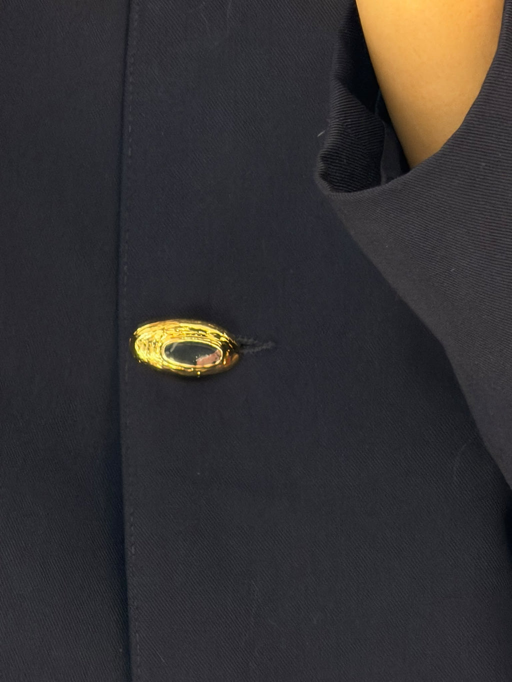 Collarless Navy Blazer with Gold Buttons Size S