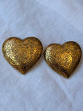 Chunky Large Gold Colored Heart Earrings