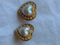 Gold Pearl Colored Heart Earrings