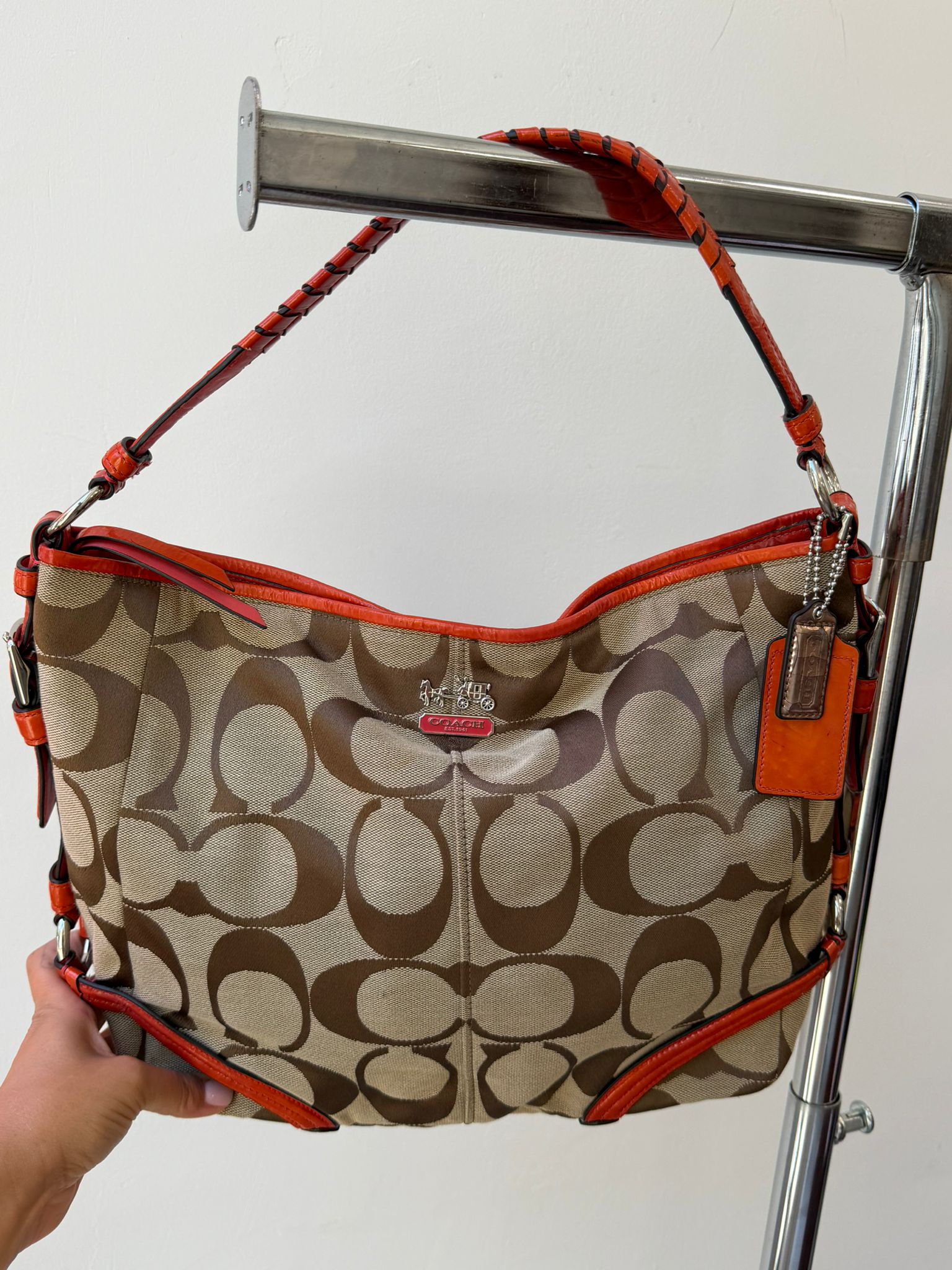 Coach Orange Details Chelsea Signature Hobo