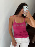 Pink Tank Top With Silver Stones Size S