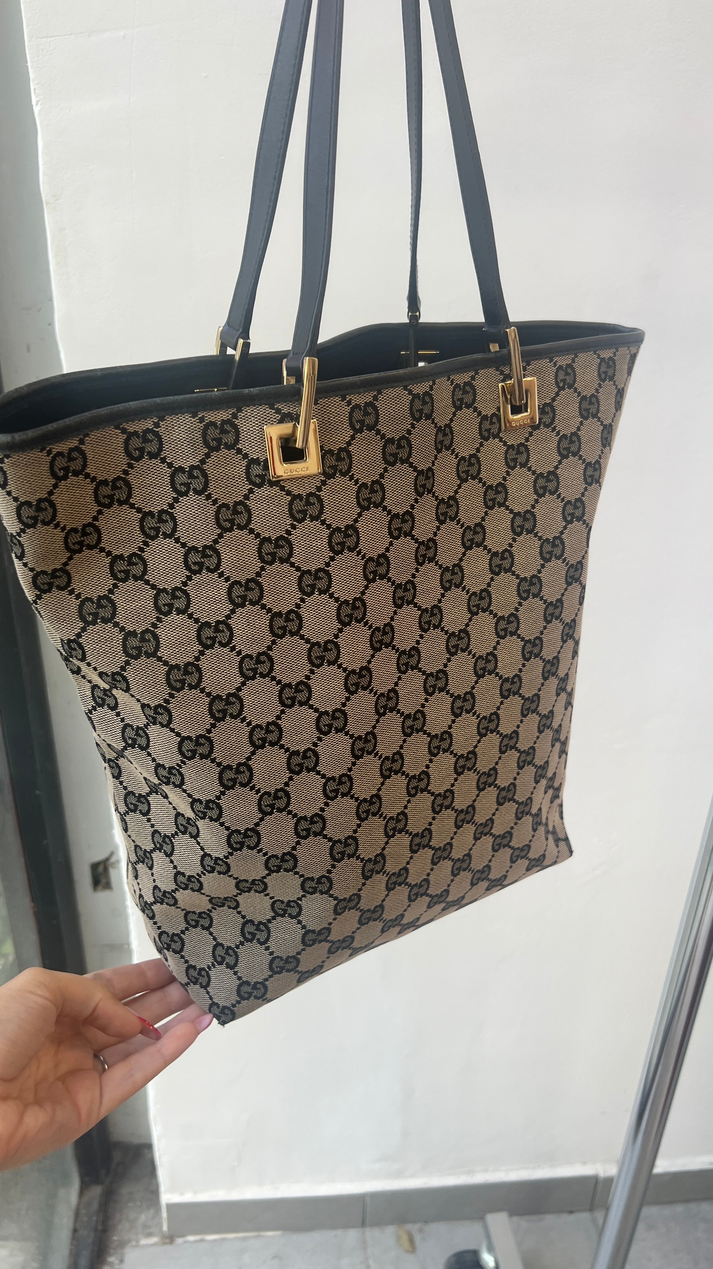 Gucci Canvas Tote Bag in Grey&Black