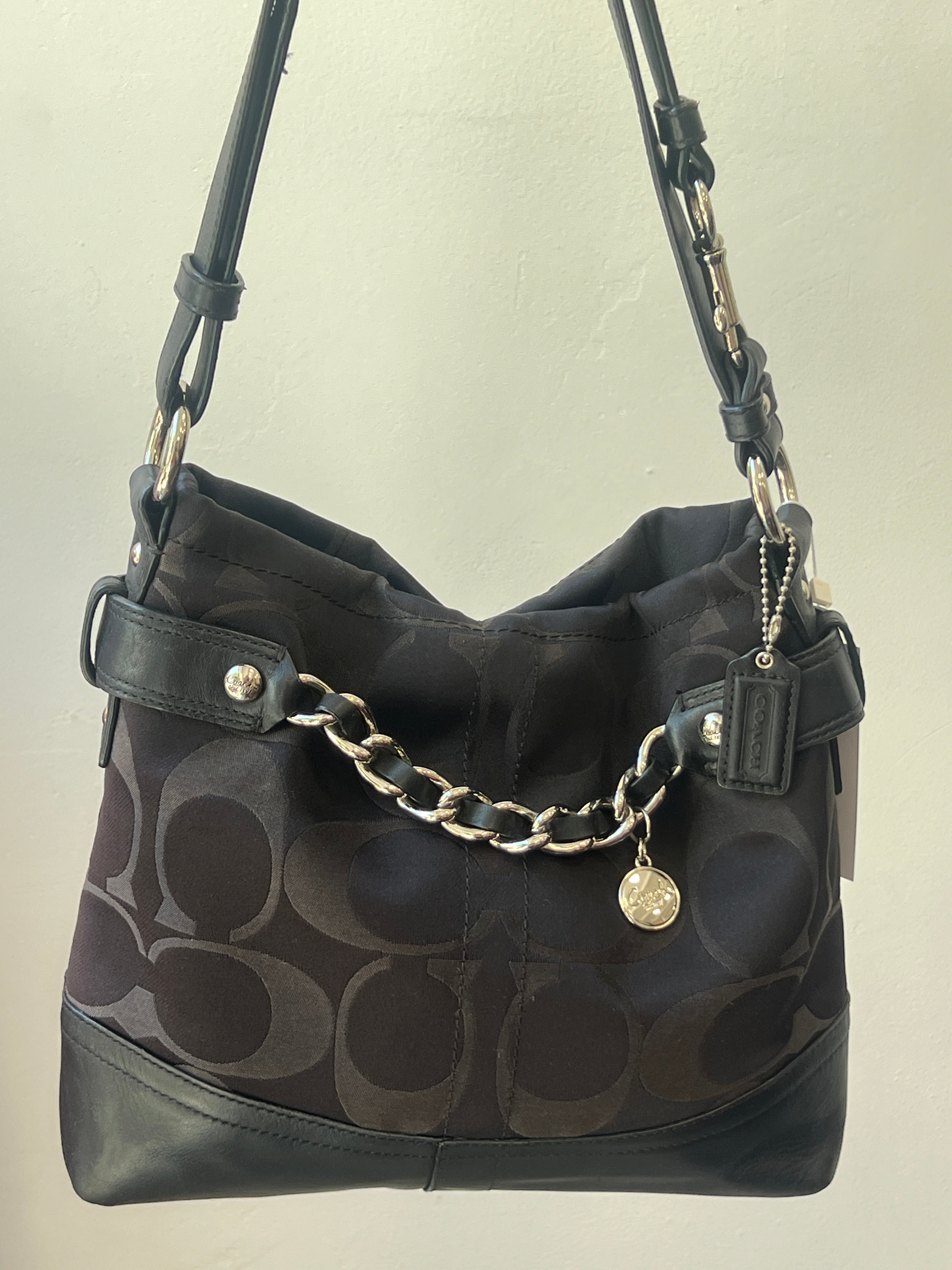 Coach Black Signature Canvas Shoulder/Crossbody Bag