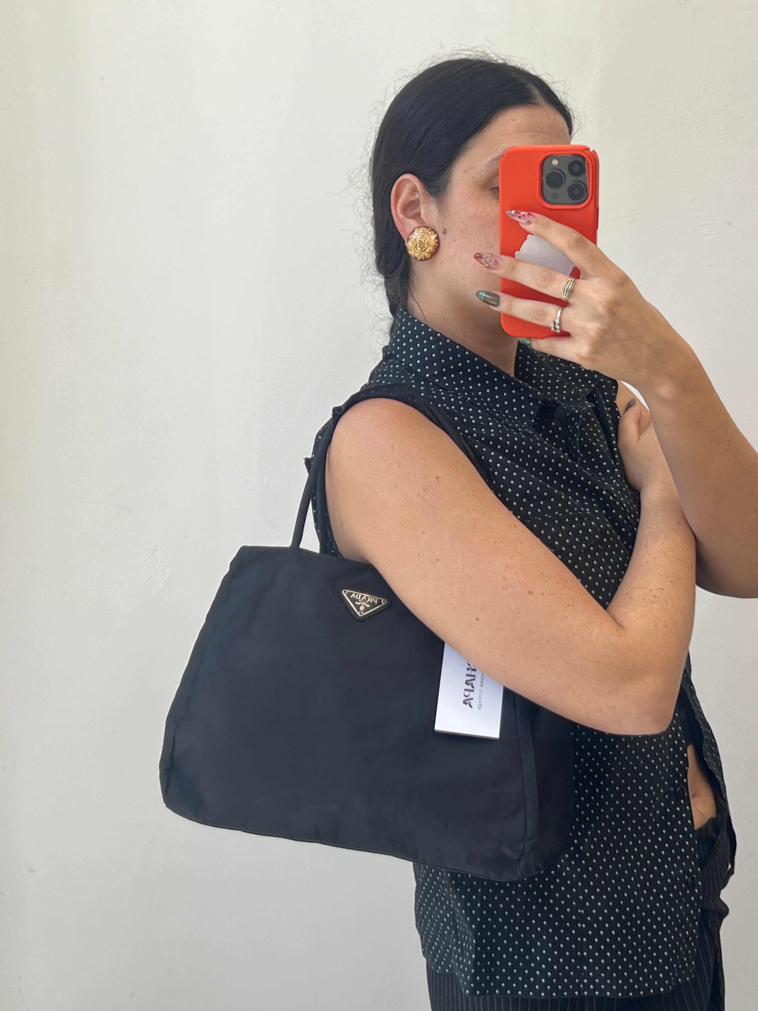 Vintage Prada Black Tessuto Nylon Tote Bag