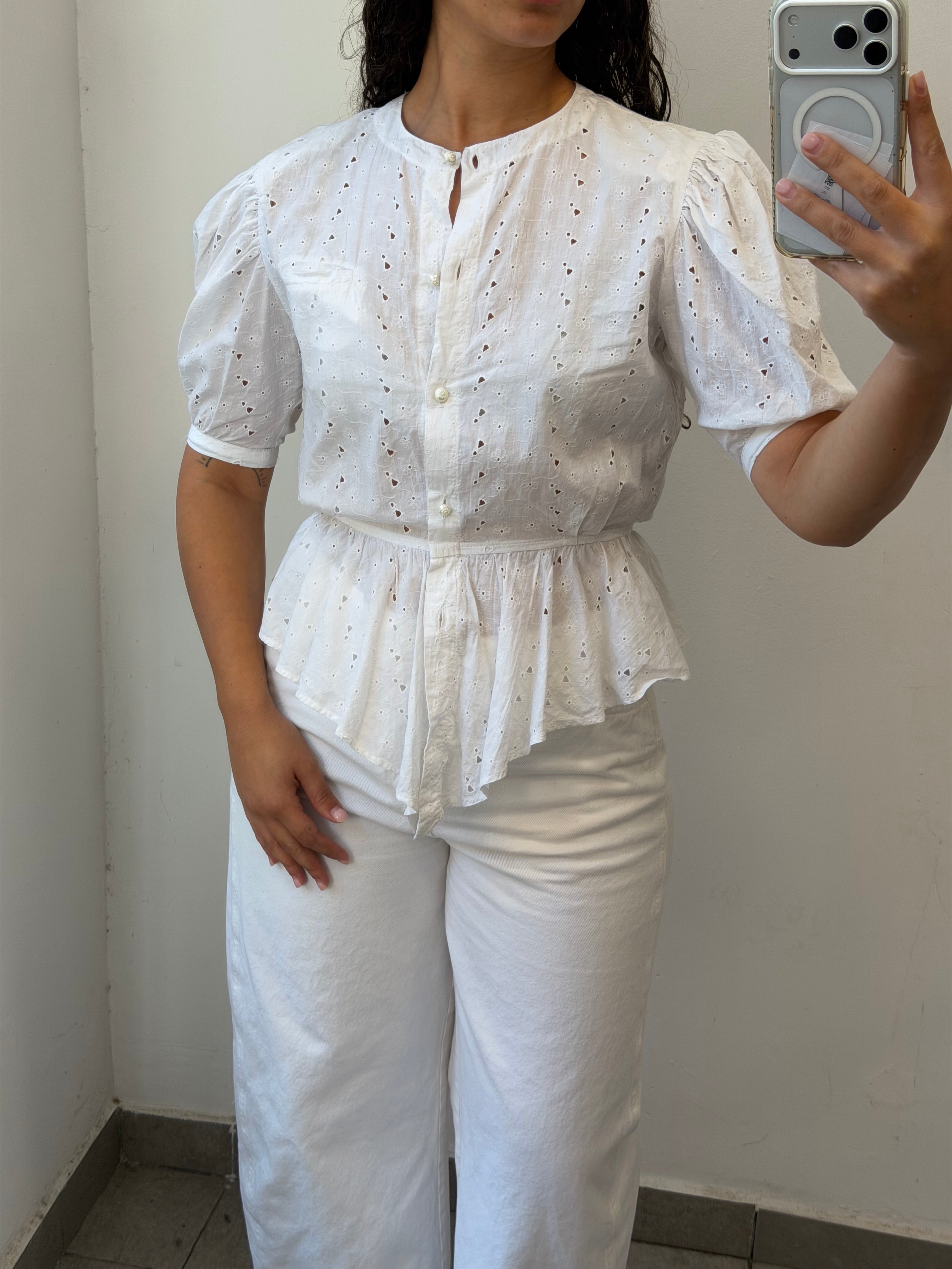 Cotton Botton-up shirt in white M