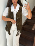 Brown Suede Fringe Western Vest Size M