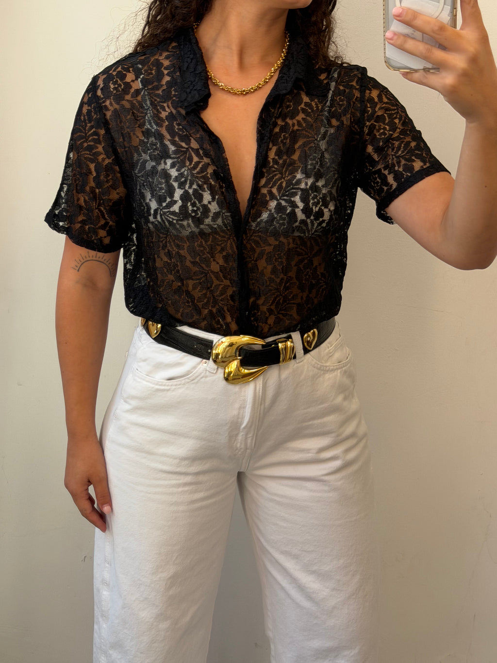 See-Through Lace Top in Black M-L