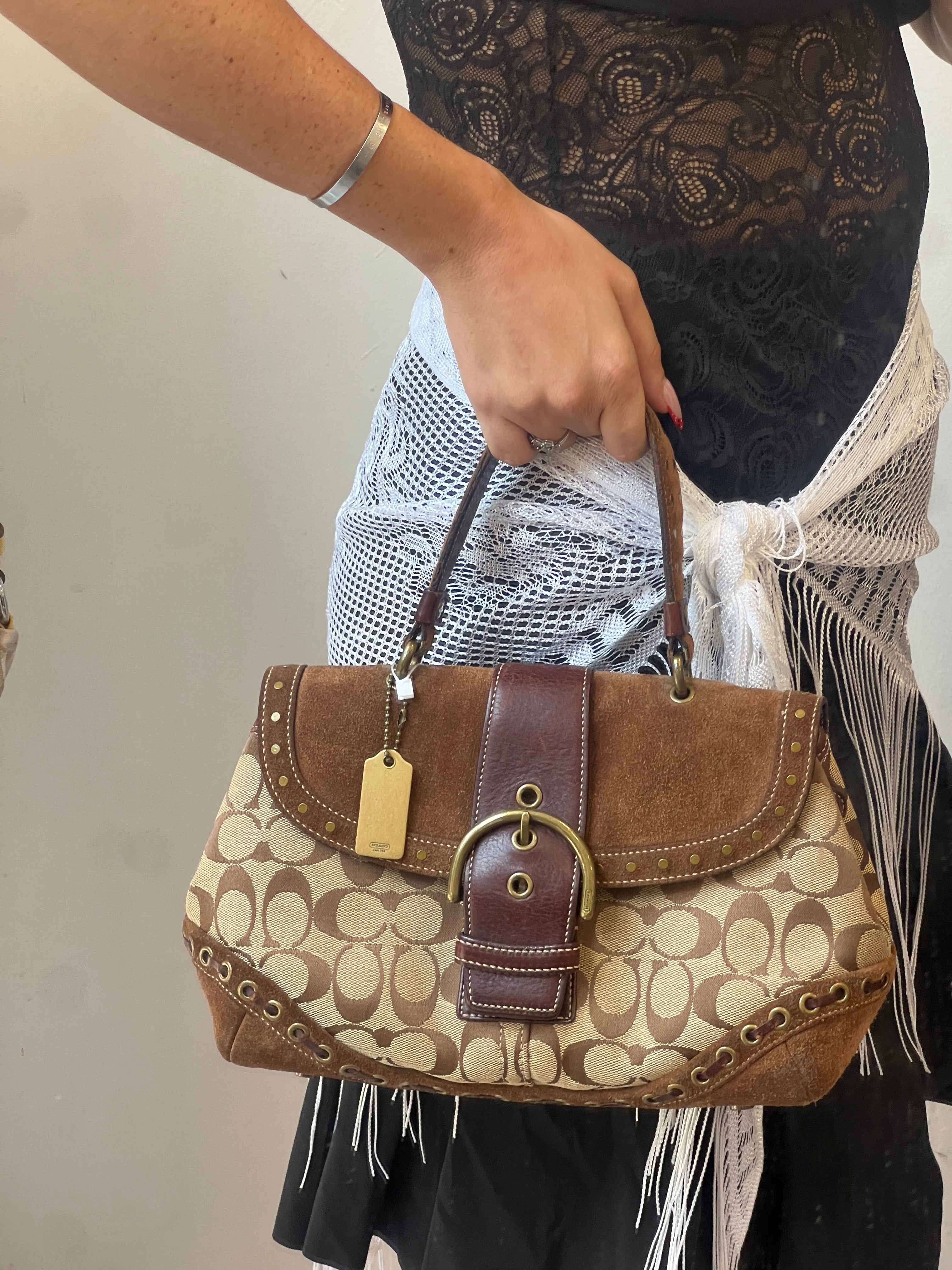 Rare Coach Soho Suede Studded Handbag