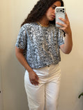 חולצת טריקו בפרינט מנוחש אפור M-XL