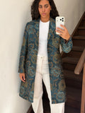 Floral Jacquard Longline Coat Size M