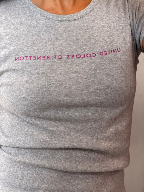 Benetton Grey Graphic Baby-Tee Size S