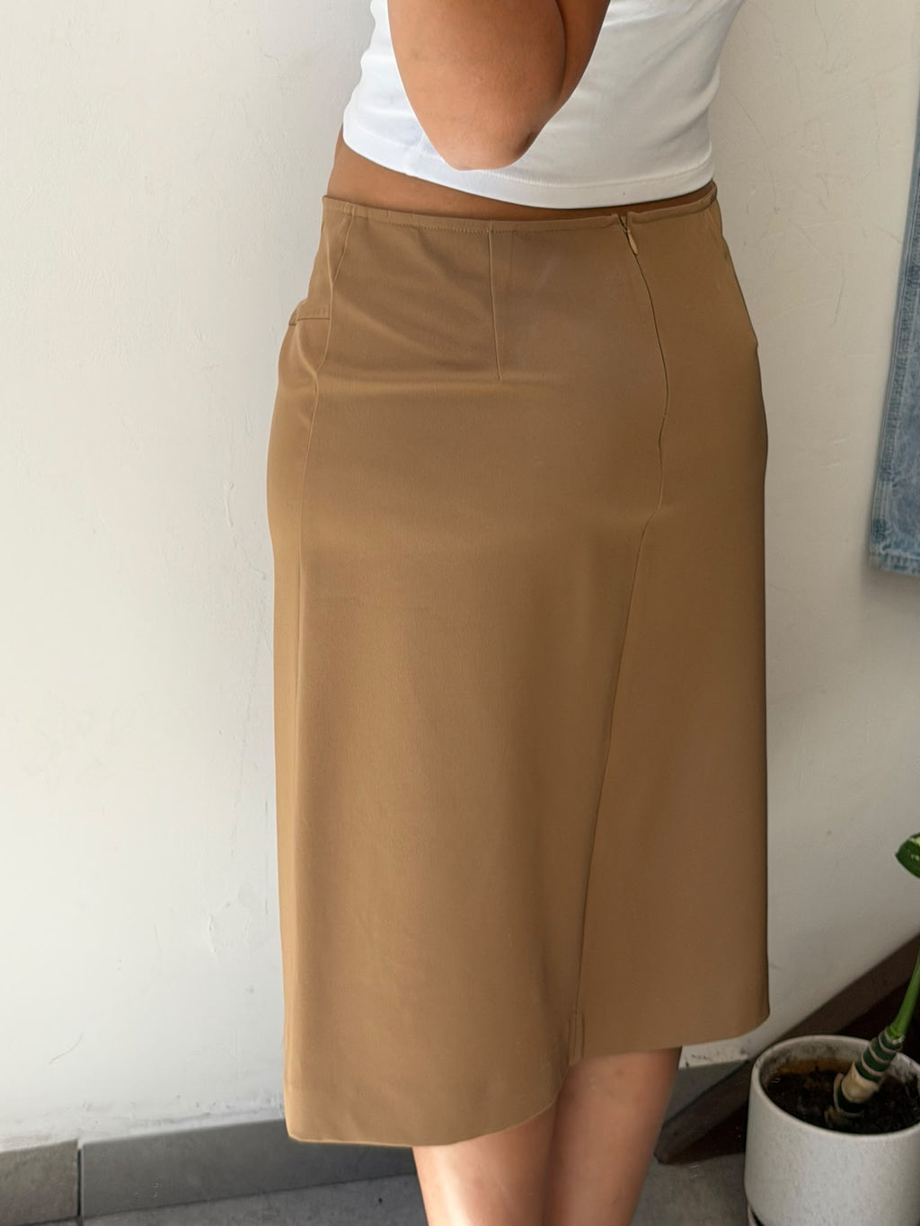 Lace-up tan corset midi skirt size 42