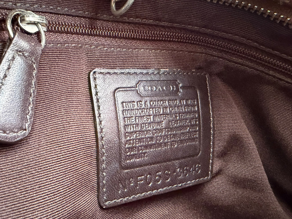 Vintage Coach Signature Soho Buckle Satchel Bag  Brown Canvas & Suede