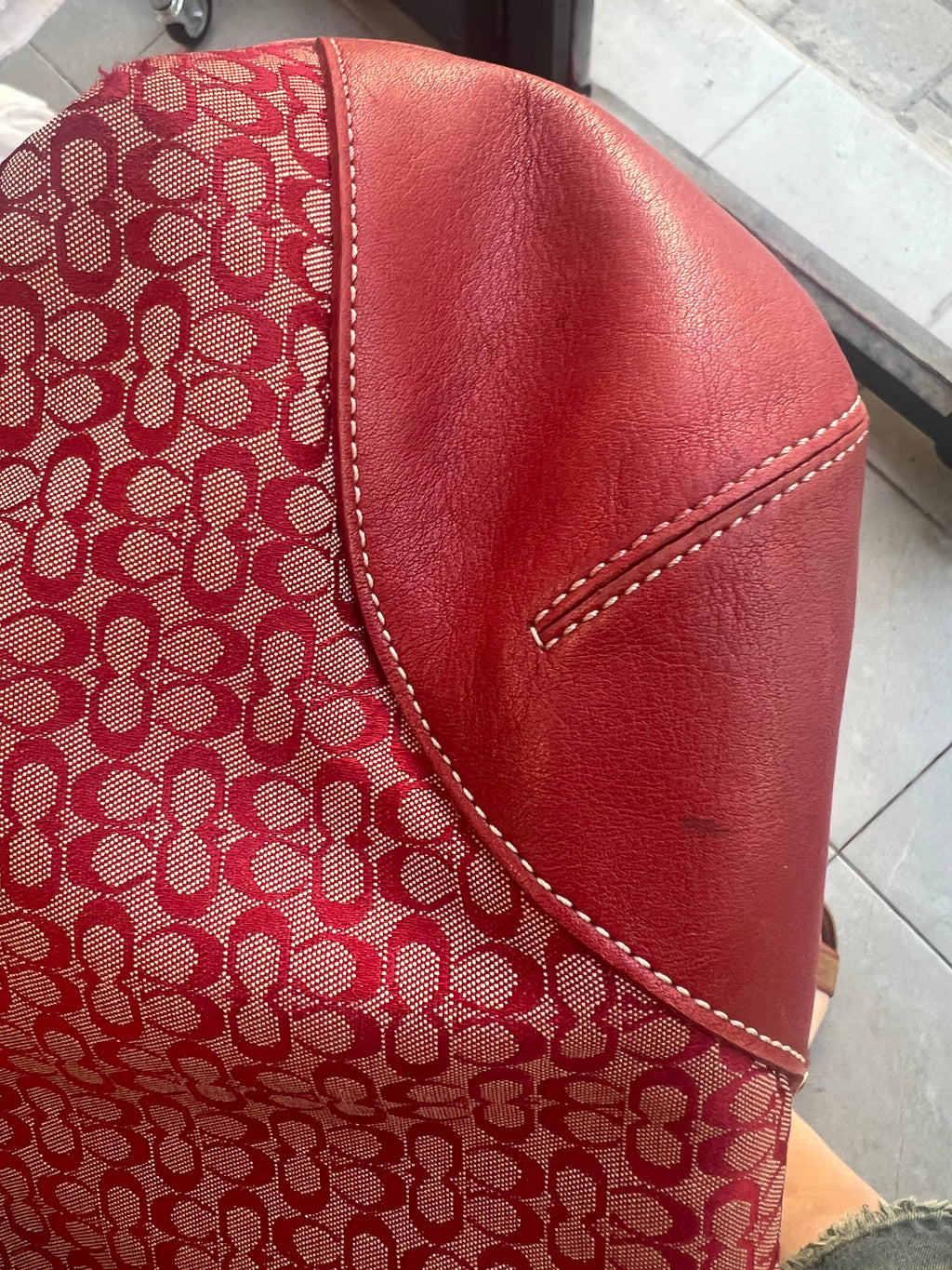 Coach Mini Signature C Tote Bag in Cherry-Red