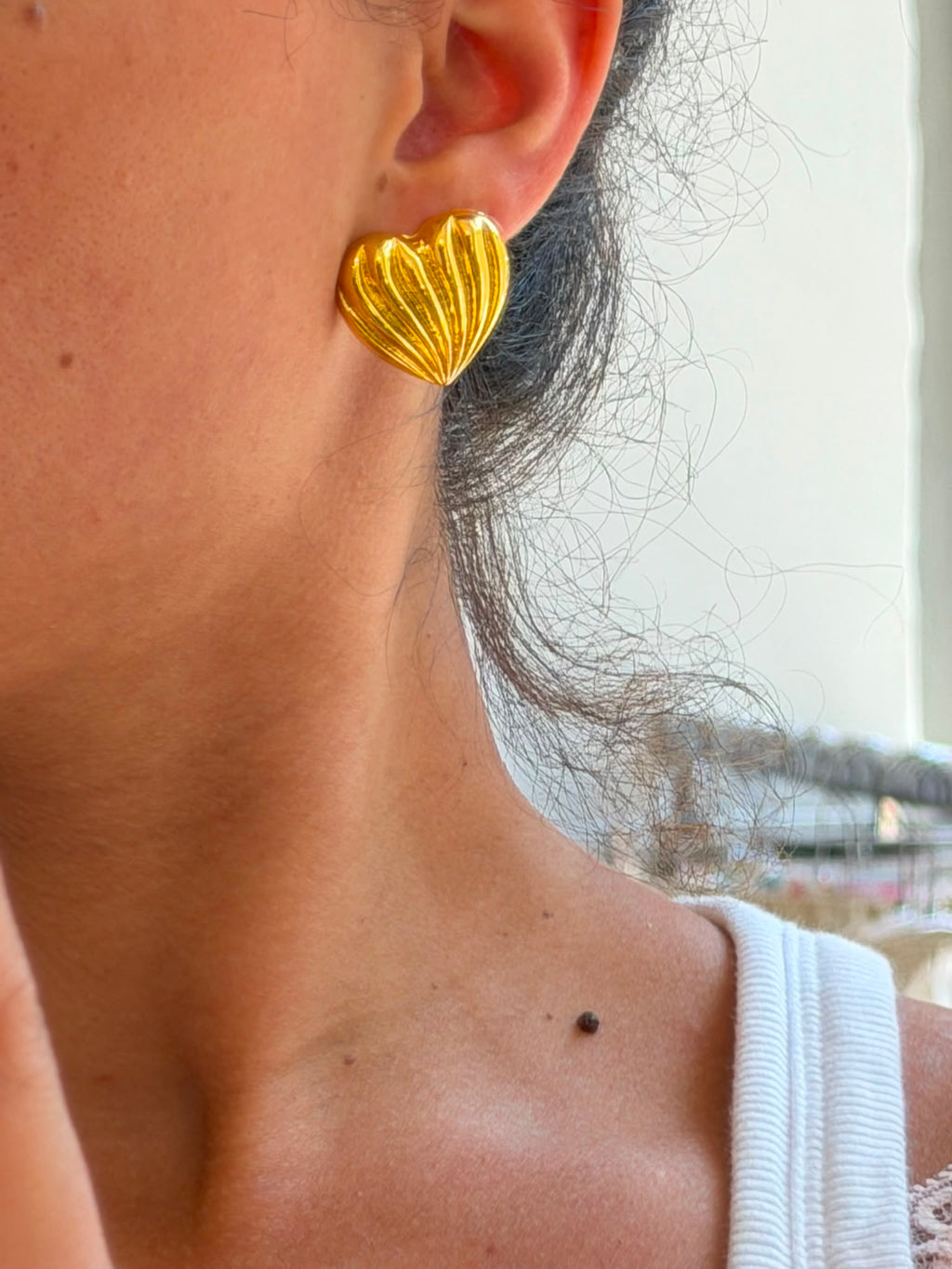 Gold Colored Heart Earrings