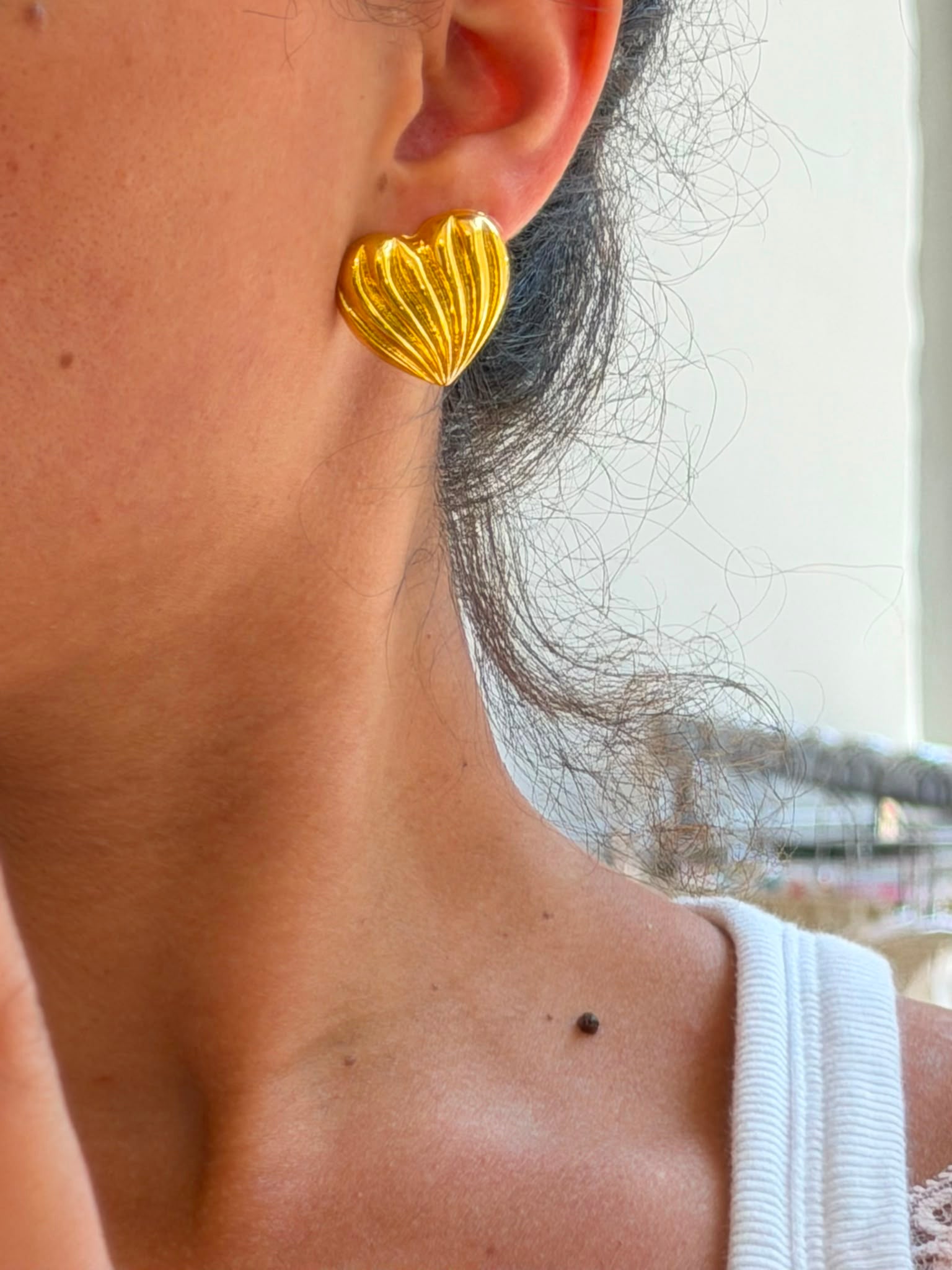 Gold Colored Heart Earrings
