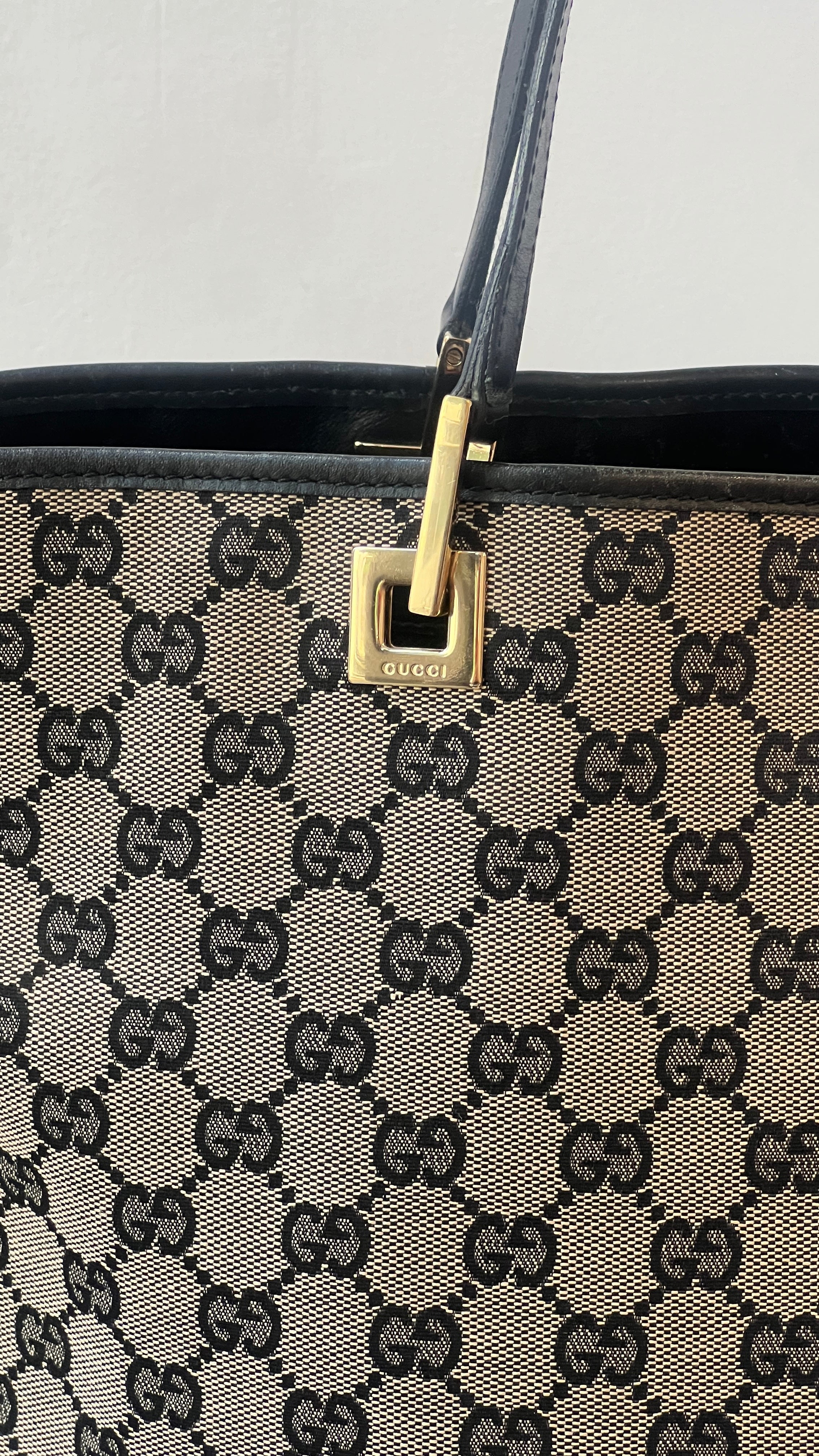 Gucci Canvas Tote Bag in Grey&Black