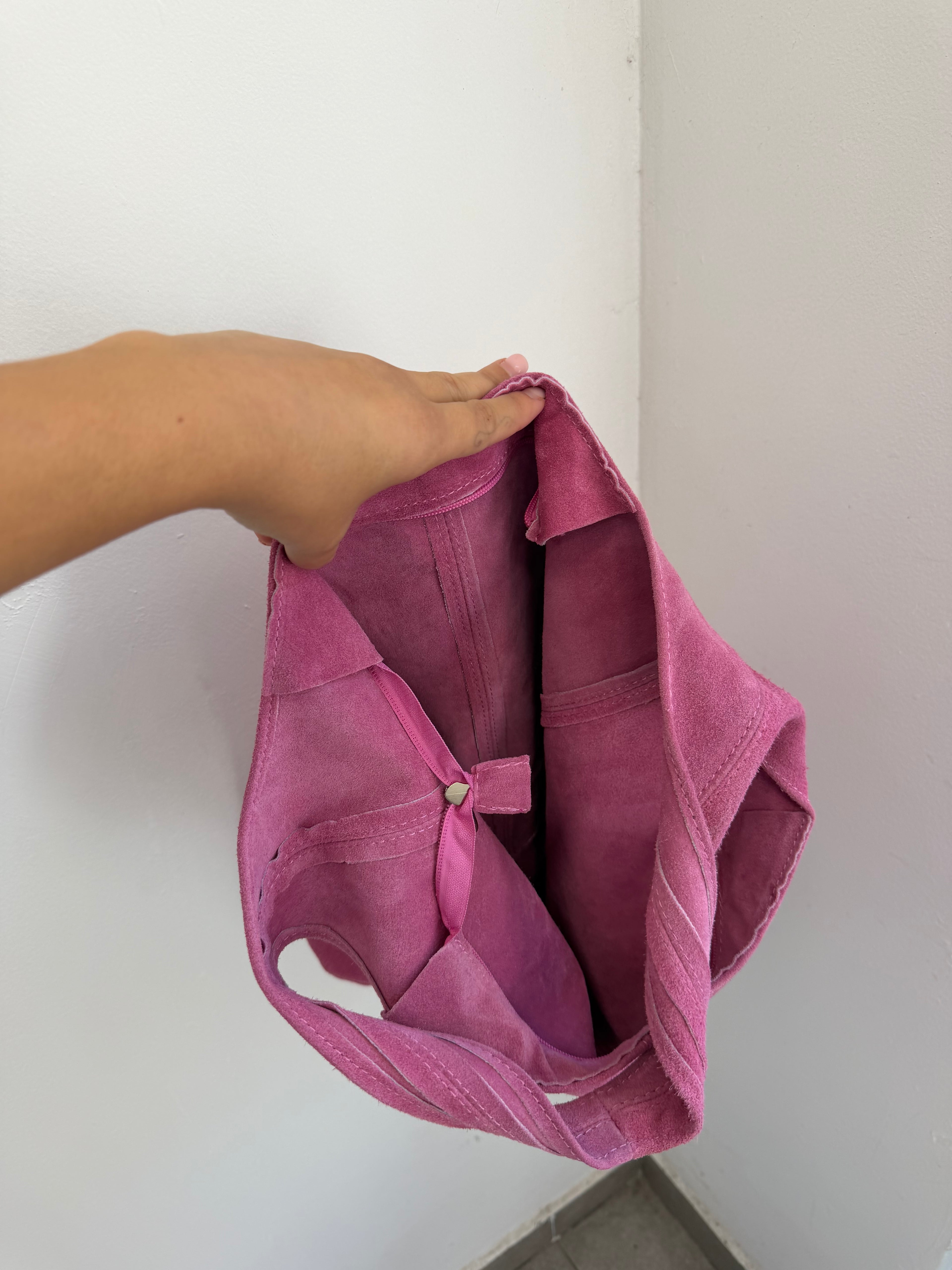 Pink Suede Tote Bag