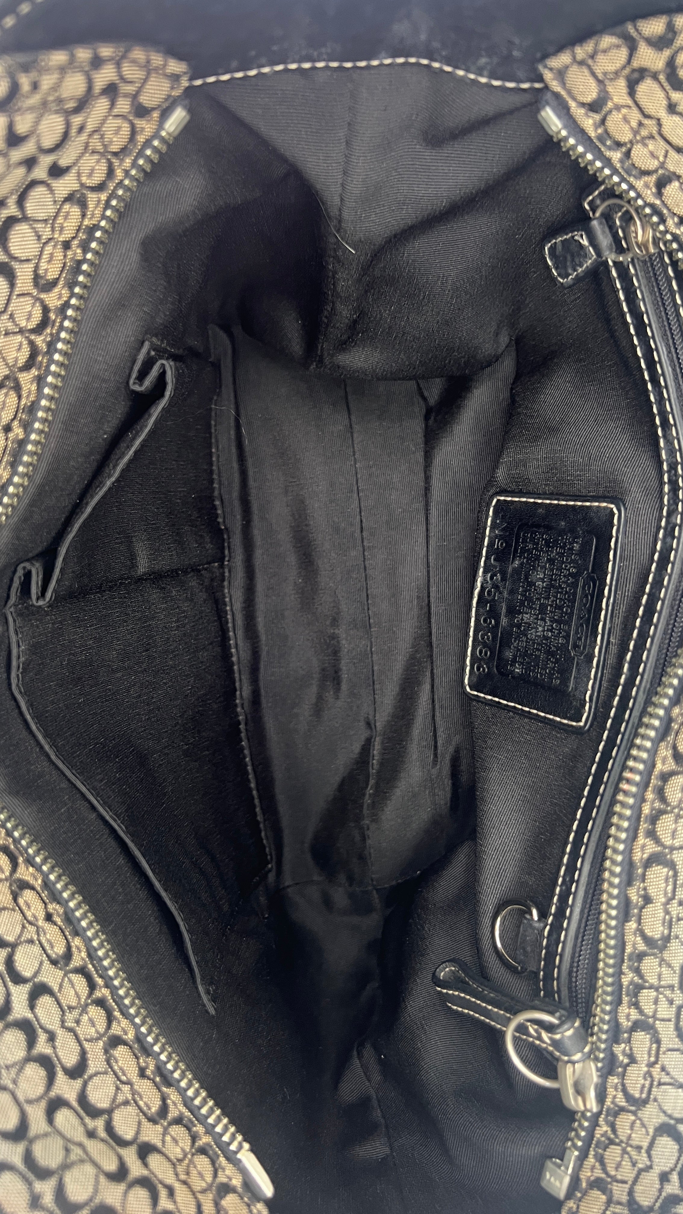 Coach Canvas Mini C Tote in Black-Grey Monogram