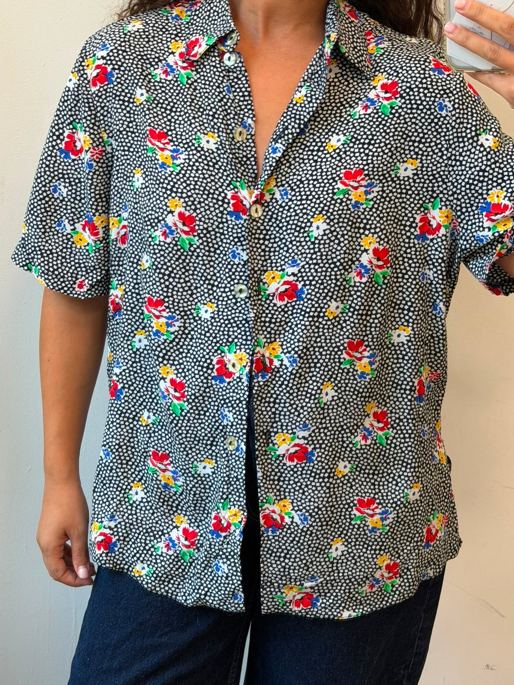 70’s Botton-up Short Sleeve Shirt L